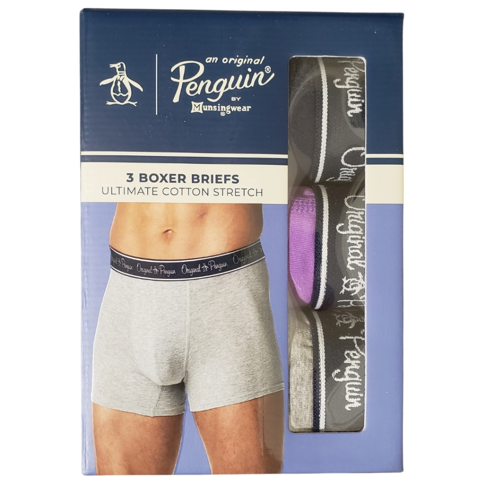 Original Penguin Men's Ultimate Cotton Stretch Boxer Briefs Large 3 Pairs NWT!
